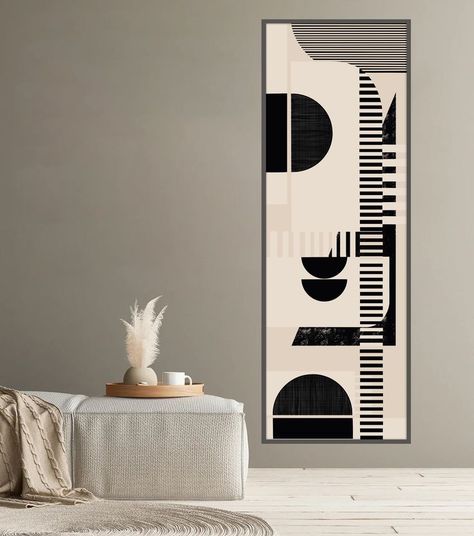 Long Horizontal Abstract Geometric Art, Black and Beige Large High Quality Print, Long Narrow Poster Wide Art, Original Printed and Shipped. Its long and narrow format makes it useful for decor above the bed, sofa, or as a vertical piece in a tall space (e.g. hallway end; staircase). Long Horizontal Wall Art, Original Art, Printed and Shipped High Quality Print. Decor Above The Bed, Long Horizontal Wall Art, Narrow Wall Art, Wide Art, Posters On Wall Bedroom, Long Painting, Horizontal Wall Art, Bedroom Canvas, Abstract Geometric Art