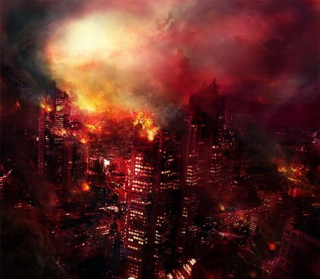 40 Astounding End of the World and Doomsday Inspired Artworks - Quertime When The World Ends, Post Apocalyptic City, After Earth, Burning City, Post Apocalyptic Art, Apocalypse Art, Apocalypse Survival, Arte Cyberpunk, The Apocalypse