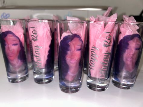 Custom Birthday Shot Glasses, Birthday Shot Glasses Personalized, Custom Shot Glasses Birthday, 21st Birthday Party Favors, Birthday Shot Glasses, Mini Cereal Boxes, Shot Glass Favors, Personalized Shot Glasses, 21st Bday Ideas