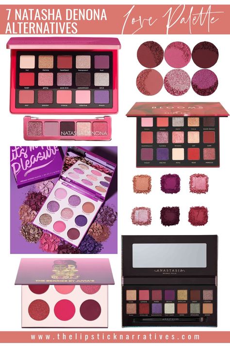 Natasha Denona Love Palette Alternatives : The Lipstick Narratives : Pink and Purple Eye Shadow Palette Collage : Natasha Denona Love : Natasha Denona Mini Love : Colourpop It's My Pleasure : Juvias Place The Berries : Juvia's Place The Mauves : Alter Ego Blooms : Nabla Wild Berries : ABH x Jackie Aina Natasha Denona Love Palette, Natasha Denona Biba Palette, Natasha Denona Retro Palette, Must Have Eyeshadow Palettes, Retro Palette, Natasha Denona, Professional Makeup Artist, Glam Makeup, Professional Makeup