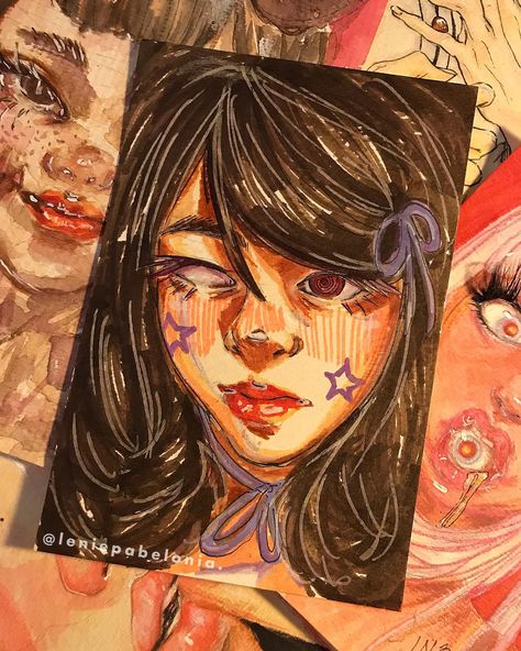 im having an artblock rightnow so im trying to cope with it and made an artwork with a different media!🎀 materials used: markers, acrylic marker, watercolor, and technical pen What To Draw With Ohuhu Markers, Artxx Acrylic Marker Art, Arrtx Acrylic Marker, Drawings With Alcohol Markers, Acrylic Marker Drawings, Acrylic Marker Art Ideas, Acrylic Marker Art, Marker Sketchbook, Marker Watercolor