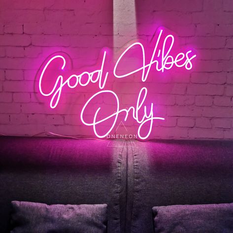 Good Vibes Only Neon Sign/Custom Neon Sign/Neon Sign/Handmade | Etsy Good Vibes Only Neon Sign, Led Home Decor, Fun Lighting, Eyelash Decor, Grandmother Birthday, Pink Starburst, Makeup Memes, College House, Neon Wall Art