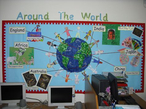 Wonders Of The World Classroom Theme, Explorers Display Ks1, Around The World Display Board, Geography Display Primary, Around The World Classroom Door, Around The World Eyfs, Around The World Classroom Theme, Winter Theme Kindergarten, Cultural Diversity Activities