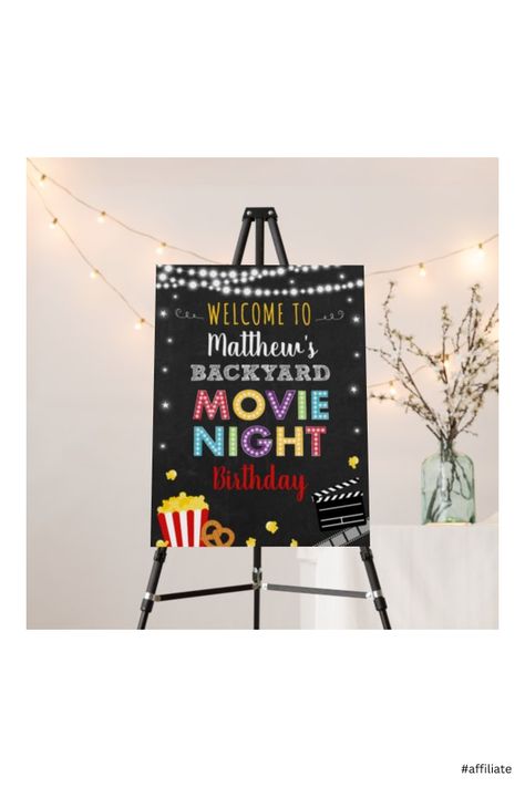 Now Showing Movie Sign, 39th Birthday Party, Movie Night Sign, Diy Movie Night, Movie Night Birthday, Movie Night Birthday Party, 39th Birthday, Backyard Movie Nights, Backyard Movie