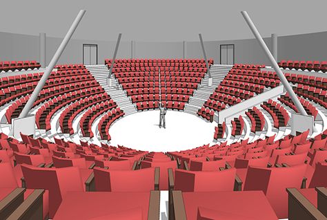 Corporate Auditorium in the Round – Payette Dubai Holidays, Stage Design, Mars, Sydney Opera House, Ceiling Lights, Building, Design