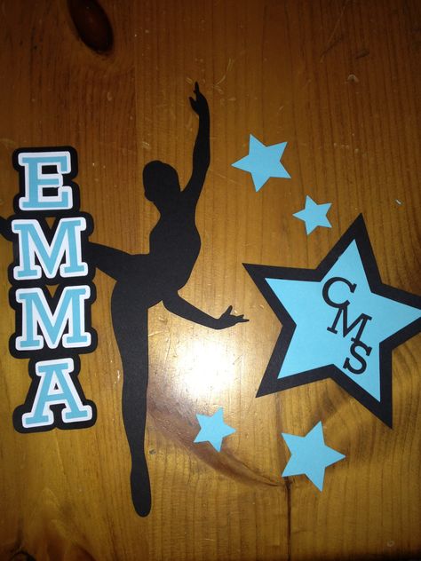 Dance team locker decor. Made with cameo cutter and card stock. Locker Decorations For Dance Team, Hotel Door Decorations Dance, Dance Door Signs Hotel, Gymnastics Locker Decorations, Dance Door Decorations, Locker Signs Dance Team, Dance Team Locker Signs, Dance Locker Signs, Dance Competition Hotel Door Signs