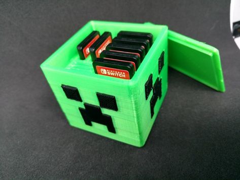 Minecraft+Creeper+Nintendo+Switch+Game+Cartridge/Micro+SD+Card+Holder++by+Elitecgi. Sd Card Holder, Game Holder, Nintendo Switch Case, Game Storage, Nintendo Switch Accessories, Game Cartridge, Gaming Room Setup, Nintendo Switch Games, Video Game Room