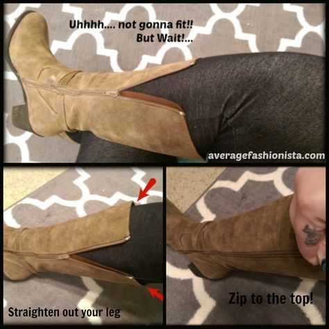 How To Get Those Boots To Zip Up http://www.averagefashionista.com/boots-for-large-calves.html Play Dress, Playing Dress Up, Diy Fashion, Wedge Boot, Outfit Of The Day, Zip Ups, Dress Up, My Style, Boots