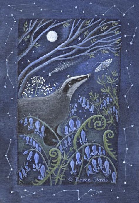 Badger Illustration, Badger Art, Animal Tarot, Paintings On Wood, Small Art Prints, Winter Art, Small Art, Wildlife Art, Animal Illustration