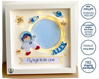 Pop Up Frame, Baby Shadow Box, Fe Gifts, Shadow Box Gifts, Box Frame Art, Personalised Gifts Handmade, Handmade Personalized Gifts, Baby Frame, Personalized Baby Girl