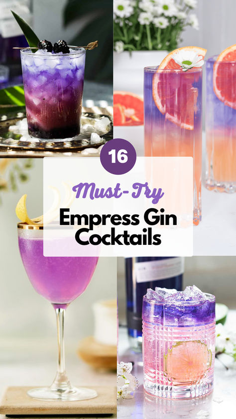 Empress Gin Cocktails Gin Cocktails Empress, Empress Gin Spritz, Butterfly Pea Gin Cocktail, Butterfly Pea Flower Gin Cocktail, Cocktail Recipes Empress Gin, Pea Flower Gin Cocktail, Drinks With Empress Gin, Fancy Gin Cocktails, Indigo Gin Recipes