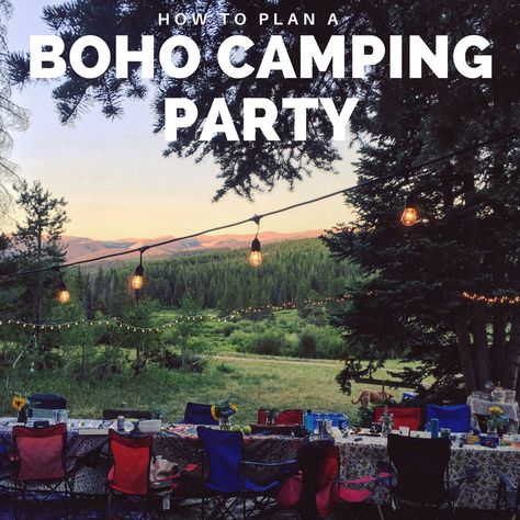 How to plan an outdoor camping party Camping Engagement Party, Boho Camping, Travelling Backpack, Fall Engagement Parties, Outdoor Camping Party, Colorado Life, Camping List, Pool Games, Camping Birthday