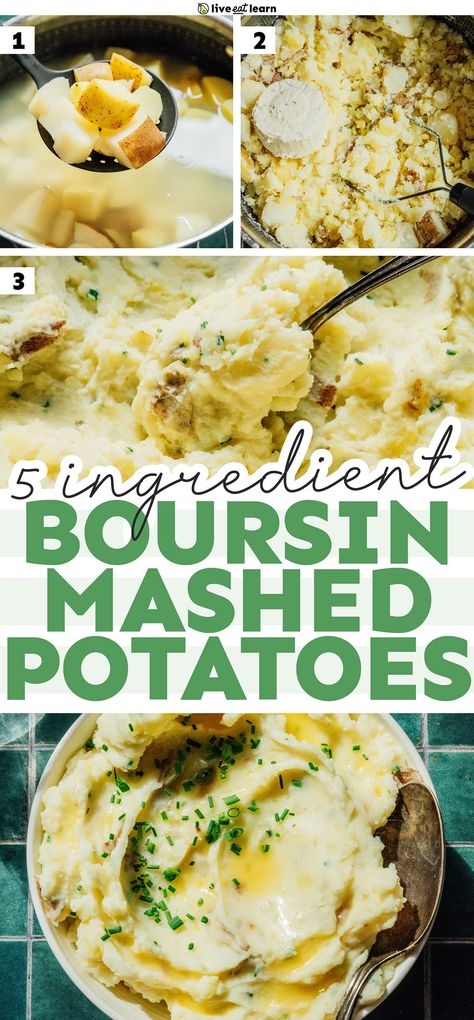 A Food Scientist's Mashed Potato Secret (Add Boursin!) French Mashed Potatoes With Cheese, Mashed Potatoes Recipe Boursin, Food Processor Mashed Potatoes, Boursin Cheese Mashed Potatoes, Mashed Potatoes With Boursin Cheese, Boursin Mashed Potatoes Recipe, French Mashed Potatoes, Boursin Mashed Potatoes, Thanksgiving Potatoes