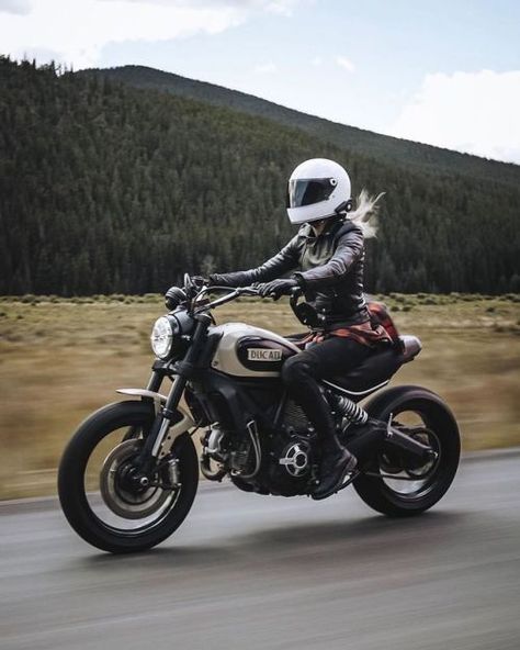 caferacersofinstagram: Fall riding is here and there is no... Via Wind Burned Eyes Tumblr #motorcycles #motorcycle #biker #bike #moto #custommotorcycle #bikerlife #motorcyclelifestyle Woman Motorcycle Fashion, Cafe Racer Moto, Мотоциклы Cafe Racers, Cafe Racer Girl, Motorbike Girl, Ducati Scrambler, Biker Chick, Motorcycle Women, Riding Motorcycle