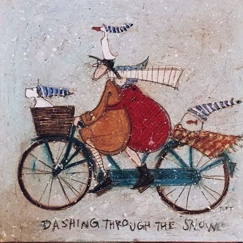 Sam Toft Art, Tea Bag Art, Naive Illustration, Line Artwork, Christmas Card Art, Quirky Art, Slow Stitching, Naive Art, Applique Quilts