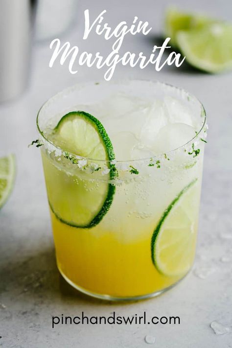 Virgin Margarita Recipe, Margarita Mocktail, Non Alcoholic Margarita, Virgin Margarita, Orange Simple Syrup, Pulled Pork Nachos, Coconut Margarita, Margarita Salt, Lime Margarita