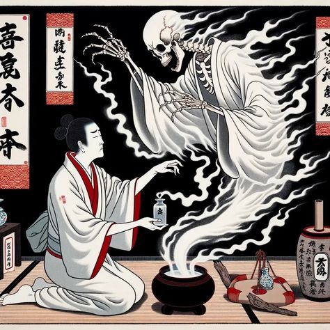 The terms ikiryō, or shōryō, seirei, ikisudama (生霊, living ghost, eidolon), in Japanese folk beliefs and fiction, refer to a spirit that leaves the body of a living person and goes. Japan Ghost Art, Oiwa Japanese Ghost, Japanese Ghost Aesthetic, Japanese Witchcraft, Japanese Exorcist, Japanese Ghost Art, Dark Japanese Aesthetic, Japanese Urban Legends, Japanese Ghost