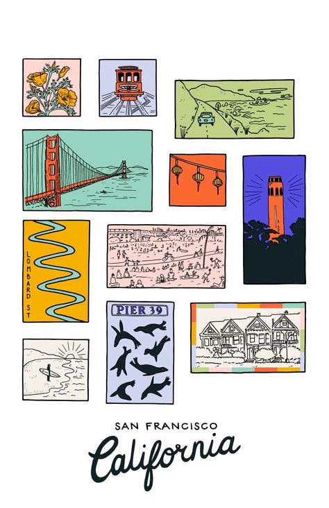 All the stops! Lombard to Pier 49, SF has it all. Sunset District San Francisco, Taylor Prints, Hoodie Business, San Francisco Postcard, Travel Campaign, San Francisco Aesthetic, Apollo Tattoo, San Francisco Print, Vintage San Francisco