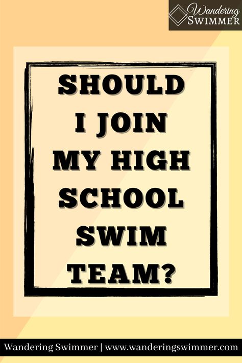 Looking to join your high school swim team? Before you sign up for the team, here are some things to consider before making the commitment. High School Swim Team, Swim Season, Swim Meet, Swimming Workout, Swim Team, Easy Day, Swim Sets, The Team, How To Know