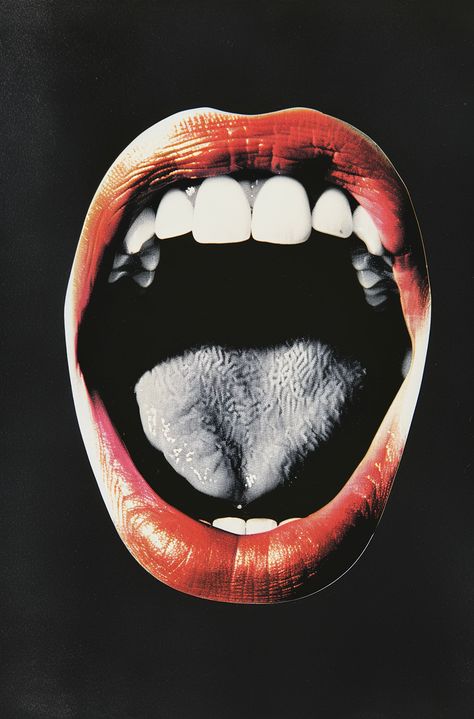 #OpenMouth #WhiteTeeth #Tongue #VintageMagazineCutout #AndyWarholStyle #Collage #35:53AspectRatio #TheCandie Magazine Cutout Collage, Cutout Collage, Inspirational Digital Art, Graffiti Text, Bright Red Lipstick, Punk Poster, Album Art Design, Tshirt Design Inspiration, Graphic Tshirt Design