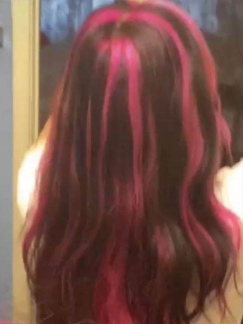 Monster High Pink Hair, Streaks Brown Hair, Monster High Hair Inspiration, Pink Highlights Brown Hair, Dracula Hair, Draculaura Birthday, Black Hair Pink Highlights, Pink Highlights In Brown Hair, Light Pink Highlights