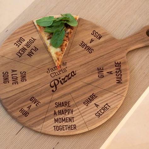 Date Nights at Home. Having plenty of those recently!! Have fun with your partner over a pizza and perhaps even learn something you didn't already know. #pizzaboard #pizza #pizzaforcouples #forcouples #forlovers #funny #lovely #wooden Pizza Board, Woodburning Projects, Laser Engraved Ideas, Wood Burning Crafts, Cnc Projects, Wood Burning Art, Pizza Slice, Pyrography, Table Style