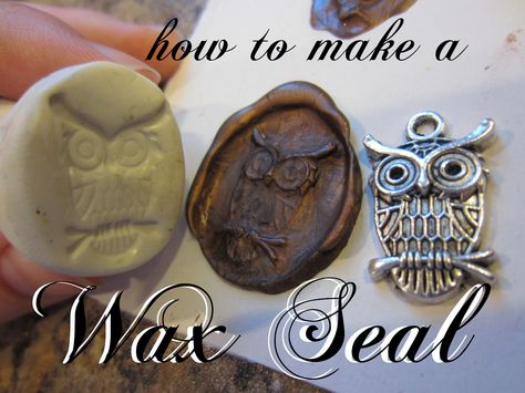 Craft Phesine: How to Make a Wax Seal Stamp from Sculpey Clay Bookish Crafts, Craftroom Ideas, Wax Seals Diy, Medieval Crafts, Mystery Parties, Diy Wax, Festa Harry Potter, Craft Craft, Sculpey Clay