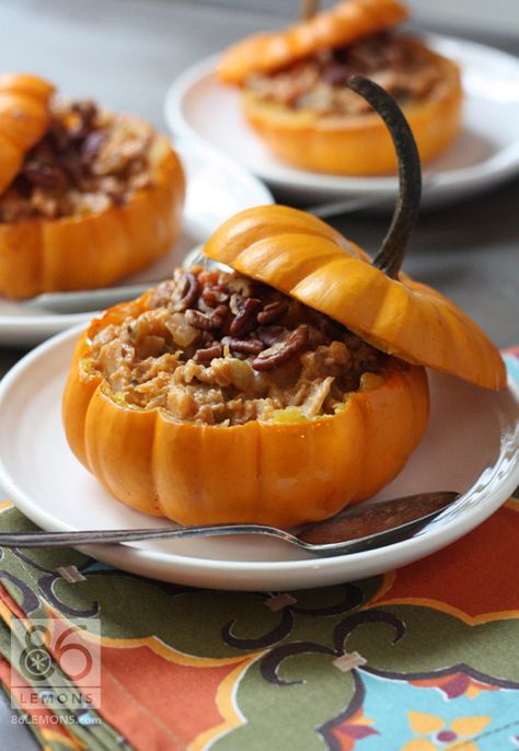 Harvest Vegetable Stew in Mini Pumpkins Harvest Stew, Vegan Creamer, Pumpkin Bowl, Hearty Stew, Stuffed Pumpkin, Autumn Kitchen, Harvest Kitchen, Pumpkin Bowls, Vegan Stew