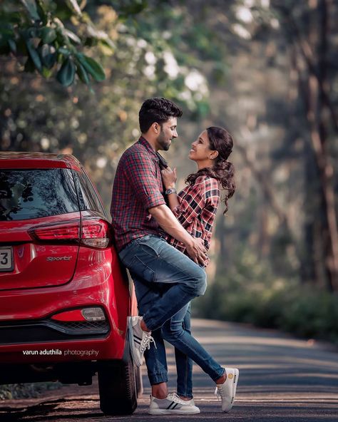 Car Pose For Couple, Car Pose Couple, Pre Wedding Photoshoot India, Couple Car Poses, Couples Candid Photography, Pre Wedding Photoshoot Props, Couples Pose, Bride Photos Poses, Pre Wedding Photoshoot Outfit