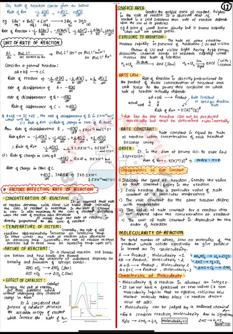 Chemical Kinetics Formula Sheet, Chemical Kinetics Notes Class 12, Chemical Kinetics Notes, Chemistry Class 12, Formula Sheet, Biochemistry Notes, Neet Notes, Chemical Kinetics, Organic Chemistry Study