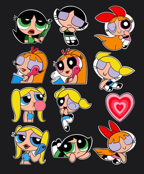 Powerpuff Girls Stickers Printable, Powerpuff Girls Stickers, Girl Salon, Girls Stickers, Planner Themes, Super Nana, Printable Sticker Sheets, Super Girls, Sticker Design Inspiration