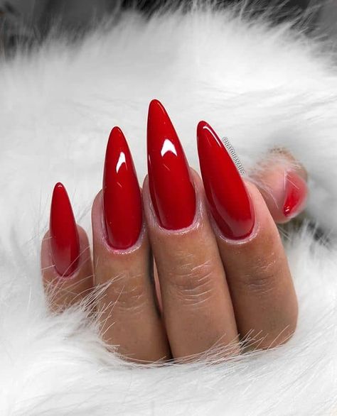 Pointed Nail Designs, Red Stiletto Nails, Long Red Nails, Stiletto Nail Art, Red Acrylic Nails, Long Nail Designs, Pointed Nails, Stiletto Nails Designs, Her Nails