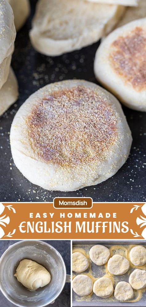 These English muffins are made with a simple yeast dough and cooked on the stovetop in minutes. Make these once, and you'll never go back to the store-bought version! Instant Yeast English Muffins, Homemade English Muffins Bread Machine, Making English Muffins, Homemade English Muffin Recipe, Bread Machine English Muffins, Home Made English Muffins, Diy English Muffins, Homemade English Muffins Easy, Easy English Muffin Recipe