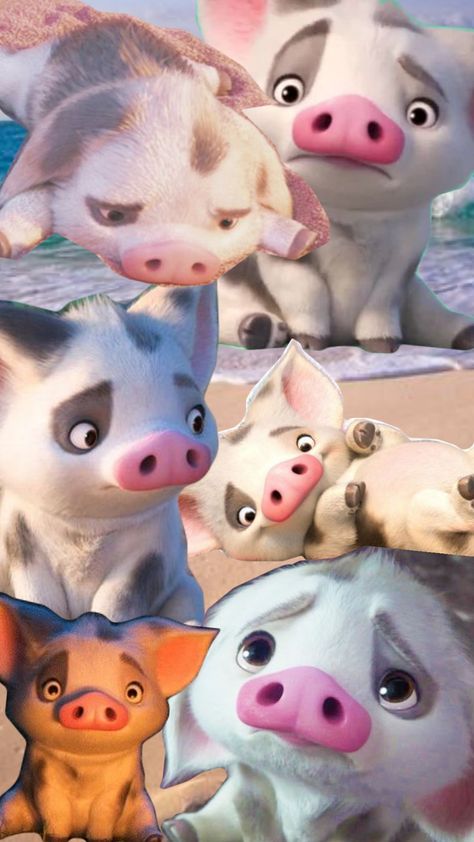 Piggy Pua #Cutie Moana Pig Pua, Hei Hei And Pua, Pua Pig, Disney Olaf, Pig Wallpaper, Princess Wallpaper, Disney Collage, Character Aesthetics, Disney Princess Wallpaper