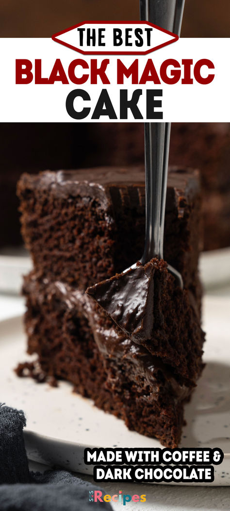 This is Hershey’s Black Magic Cake, known for its moist texture and rich chocolate flavor. If you haven’t tried it yet, this homemade version is even better. Magic Cake Recipe, Magic Cake Recipes, Black Magic Cake, Cocoa Cake, Dark Chocolate Cakes, Magic Cake, Homemade Brownies, Best Christmas Cookies, Dark Roast Coffee