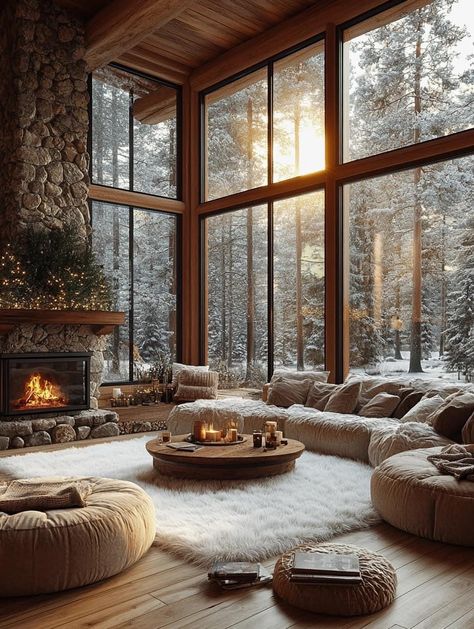 Barn Conversion Interiors, Cosy Decor, Log Houses, A Frame Cabins, Chalet Interior, Cottage Interior, Wooden Cabins, Home Theater Rooms, Dream House Rooms