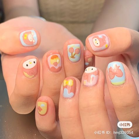 Nailart Short Nails, Nail Art For Kids, Kutek Disney, Bunny Nails, Hippie Nails, Gothic Nails, Subtle Nails, Beauty Nails Design, Cute Nail Art Designs