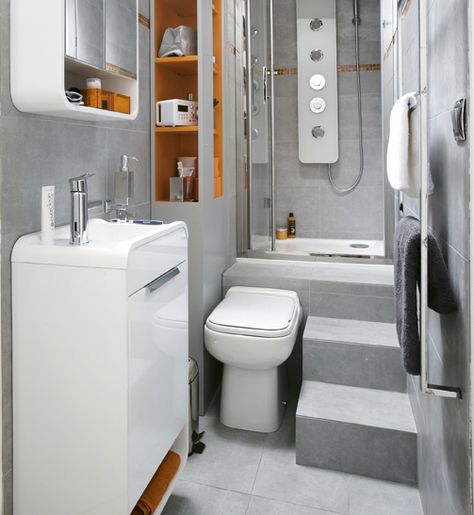 Five Cool Tiny House Bathrooms - Tiny Home Builders Compact Bathroom Design, Tiny House Bathrooms, House Bathroom Designs, Tiny Bath, Small Bathtub, Bathroom Tub Shower, Bathroom Shower Design, Trendy Apartment, Compact Bathroom