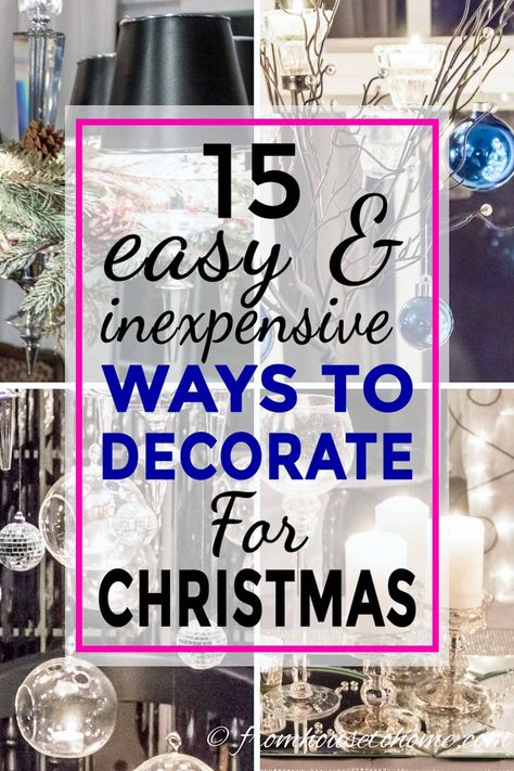 Indoor Xmas Decorations, Indoor Christmas Decorating Ideas, Diy Elegant Christmas Decor, Elegant Christmas Decor Ideas, Diy Indoor Christmas Decorations, Christmas Decor Diy Cheap, Cheap Christmas Diy, Inexpensive Christmas, Wall Christmas Tree