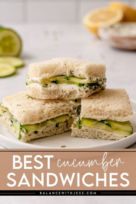 These are the best cucumber sandwiches! Easy, healthy and homemade, these tea party cucumber sandwiches are made with cream cheese, dill, chives and cucumbers. Pair with your favorite refreshing spring recipes and enjoy. Best Cucumber Sandwiches, Refreshing Spring Recipes, Cucumber Cream Cheese Sandwiches, Vegan Cucumber, Cucumber Tea, Cucumber Tea Sandwiches, Cream Cheese Sandwiches, Dairy Free Cream Cheese, Cucumber Sandwiches