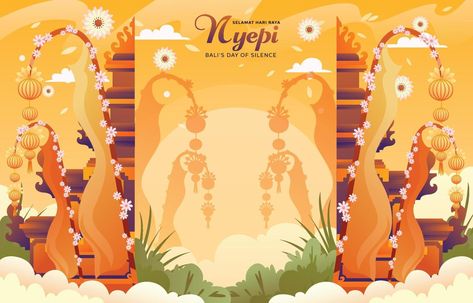 Hari Raya Nyepi Bali Background Hari Raya Background, Raya Background Design, Poster Raya Aidilfitri Aesthetic, Selamat Hari Raya Background, Nyepi Bali, Hari Raya Nyepi, Day Of Silence, Scratch Book, Digital Art Poster