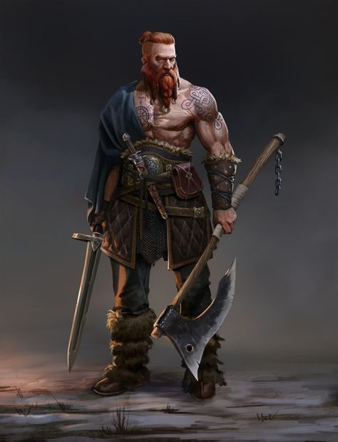 Scottish Warrior Art, Viking Character Design, Arte Viking, Viking Character, Scottish Warrior, Celtic Warriors, Semi Realism, Viking Art, Concept Art Character