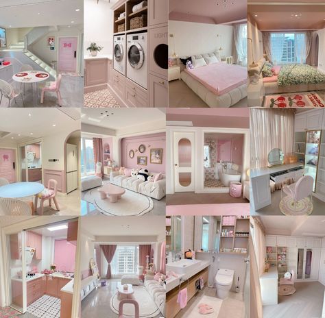 Coquette Studio Apartment, Bloxburg Loft Bedroom Ideas, Pink Apartment, Loft House Design, Dorm Design, Cool Room Designs, Bedroom Interior Design Luxury, Room Furniture Design, Dream Apartment Decor