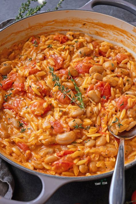 Creamy Tomato Orzo, Tomato Orzo, Macrobiotic Recipes, Tofu Sauce, Miso Broth, Creamy Tomato Pasta, Sandwich Sides, Bean Pasta, Orzo Recipes