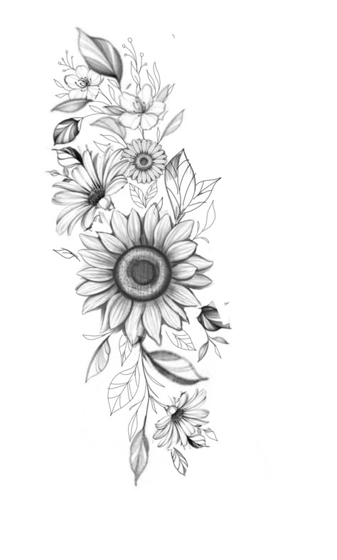 Arm Tattoos Drawing, Sunflower Tattoo Sleeve, Black Skull Tattoo, Floral Thigh Tattoos, Mommy Tattoos, Western Tattoos, Tattoos For Women Flowers, Bicep Tattoo, Vine Tattoos