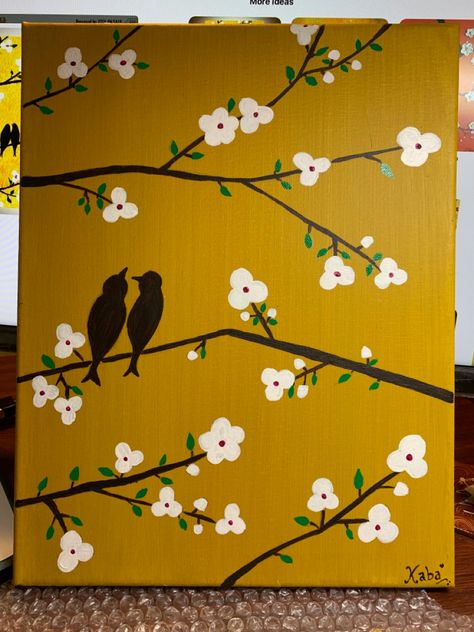 Big Canvas Easy Painting Ideas, Things To Paint On A Large Canvas, East Acrylic Painting, Basic Acrylic Painting Ideas, At Home Paint Night Ideas Easy, Easy Painting On Big Canvas, Painting Ideas On Canvas Birds, Very Easy Paintings For Beginners Canvas, Begginer Painting Ideas Acrylic Easy