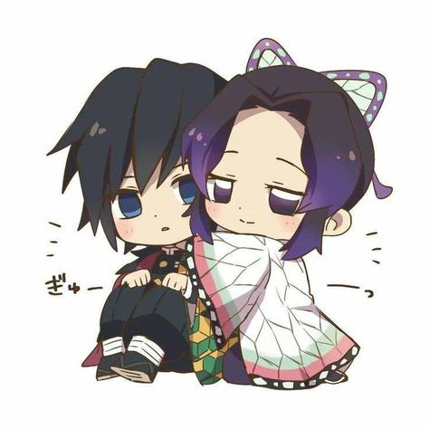 Shinobu Chibi, Hashira Demon, Demons Layer, Chibi Couple, Anime Butterfly, Shinobu Kocho, Demon King Anime, Chibi Characters, Kawaii Chibi