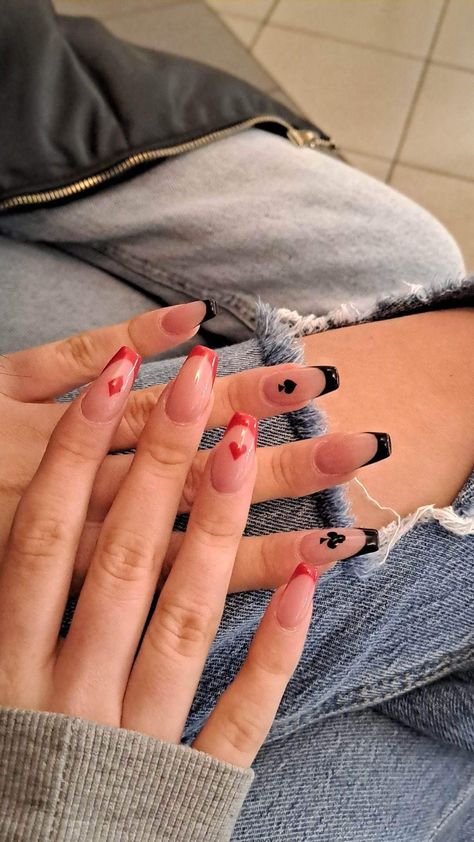 Poker Nails Design, Poker Nails, Casual Nails, Birthday Nails, Fall Nails, Cute Nails, Nail Inspo, Poker, Nail Designs