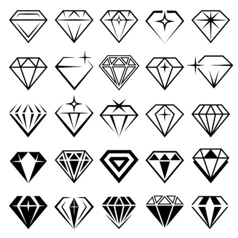 Diamond Illustration, Diamond Tattoo Designs, Band Tattoos For Men, Black Symbols, Jewel Drawing, Diamond Symbol, Jewel Tattoo, Jewelry Logo Design, Henna Stencils