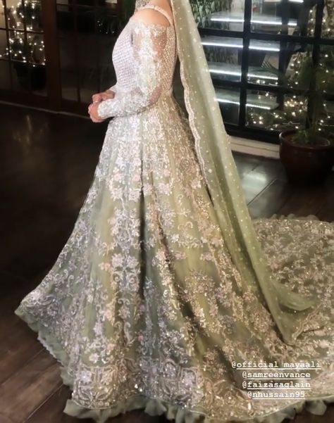 Sage Green Walima Dress, Green Walima Bride, Valima Green Dress, Light Green Walima Dress, Light Purple Walima Dress, Bridal Mehndi Dresses, Nikah Dress, Walima Dress, Asian Wedding Dress